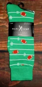 MENS MARC ECKO FOOTBALL FIELD GREEN CREW SOCKS (SHOE SIZE 6-12)