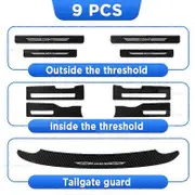 unbrand compatible for ZEEKR 001 EV Auto Tailgate Guard Door Sill Pedal Carbon Fibre Texture Accessories Leather Styling PU Car Sticker Trim 9pcs