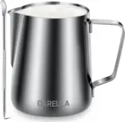 Milk Frothing Pitcher, 12Oz Stainless Steel Milk Frother Cup Steaming Pitcher, C