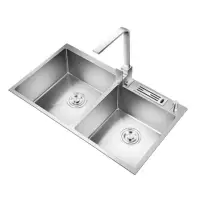 在飛比找momo購物網優惠-【SongSH】81X43CM 304不鏽鋼水槽帶刀架洗碗槽