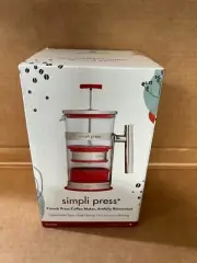 Simpli Press 34-OZ Stainless Steel and Glass French Press Coffee Maker Red New