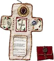 Pocket Shrine with Silver Cross Included Inside, Handmade Prayer Quilt, Mini Scripture Quilts Virgin Mary Slow Stitched, Encouragement Christian Spiritual Gifts for Church Family Friends