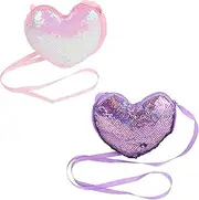 [LIFKOME] Sequin Heart Purse for Girls Fashionable Toddler Bag Small Crossbody Bag Heart-Shaped Coin Purse