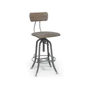 Lirash Industrial Swivel Height Adjustable Grey Oak Wood Bar Stool Chair With Back