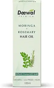 Deewal Moringa Rosemary Hair Oil - Repairs Damaged Hair | 100% Herbal | Cold Pressed | Vegan | No Preservatives 100ml