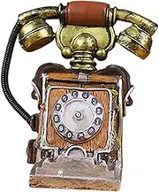 Perfk Phone Model Antique Phone Figurine Creative,Corded,Desk Phone,Wall Decor Statue Vintage Rotary Telephone for Cafe Store Decor, E01