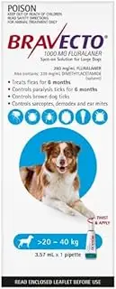 Bravecto Spot On for Large Dogs 20-40kg Blue 2 Pipettes