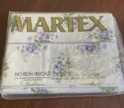 VTG Martex No Iron Percale Twin Flat Sheet Fresh Violet Floral White