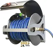 Garden Hose Reel Cart with Hose,Stainless Steel Water Pipe Rack with Cover for Household Car Washing, Wall-Mounted Watering Gun Hose Organizer, Gardening Essentials