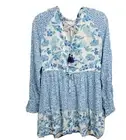 Revolve House of Harlow Floral Blue Tiered XS Dress Relaxed fit Vacation
