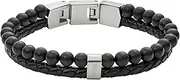 [FOSSIL] Men's Stainless Steel and Genuine Leather and/or Beaded Bracelet for Men