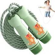 Jump Rope for Kids - Adjustable Length Soft Cotton Cord | Skipping Rope with Handle for Kids, Light Weight for Fitness Workout Exercise Outdoor Activity