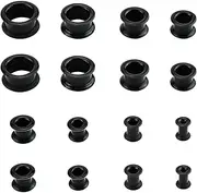 [Clydewy] 16pcs Silicone Flesh Tunnels Ear Black Edges Stretcher Ear Tunnel Gauge Plugs Body Earring Lobe Piercing Jewellery Expanders for Men And Women Stretching Kit 6/8/10/12/14/16/18/20mm, One Size,