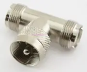 UHF Male to UHF Female TEE Coax Connector Adapter