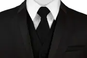 Men's Black Satin Formal Tuxedo Vest, Tie & Hankie Set Wedding, Prom, Homecoming