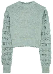 Hannah Artwear Layla Crochet-panelled Cotton Jumper - Blue - 2 (UK10) 2 (UK10)