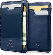 [Vaultskin] Brixton Slim Card Holder with ID Window - Minimalist Front Pocket Leather Wallet with RFID Protection for Men and Women (Royal Blue)