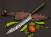 chef kitchen knife HAND FORGED 13'' INCHS CARBON STEELWITH RESIN HANDLE