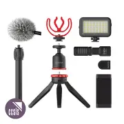 Boya BY-VG350 Smartphone Kit with Microphone, LED Light, Tripod and Phone Clamp