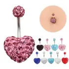Navel Piercing Heart Drop Dangle Belly Button Rings Crystal Zircon Body Jewe###