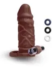 Xgen Size Up 1 Inch Vibrating Realistic Penis Extender With Ball Loop Dark Tan