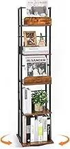 Book Shelf, Rotating Bookshelf for Corner, 5-Tier Small Bookcase, Tall Book Shelf Display, Narrow Bookshelf for Books, Magazines, Decor, Bookshelves for Living Room, Study Room