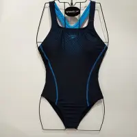 在飛比找Yahoo!奇摩拍賣優惠-【登瑞體育】SPEEDO 女款連身泳衣 黑x藍/含胸罩/抗氯
