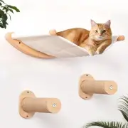 Cat Wall Hammock with Two Steps, Wall Mounted Cat Funiture with Stable Shelve...