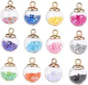 [Holibanna] Craft Your Style 34pcs 16mm Glass Ball Charms with Star Sequins Ideal for Diy Jewelry Random Color
