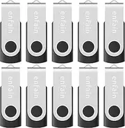[Enfain] 2GB USB 2.0 Black Flash Drives Bulk 10 Pack Small Capacity Thumb Drives Swivel Zip Drive Jump Drive Memory Sticks, with 12 White Labels for Marking
