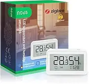 NOUS E6 Temperature Sensor, Hygrometer Smart Thermometer, ZigBee Temperature Sensor, Alexa Temperature Sensor, Thermometer Hygrometer Digital, ZigBee Thermometer App, TUYA, MQTT, ZigBee2MQTT