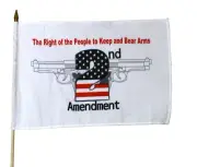 2nd Amendment White 12" x 18" Stick Flag
