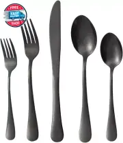 40-Piece Black Silverware Set, Flatware Cutlery Set, Stainless Steel