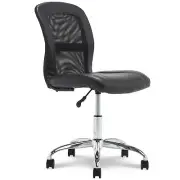 Essential Armless DeskChair, Small Task Chair with Wheels, Breathable Mesh Ba...