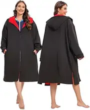 Warm Waterproof Swim Parka: Oversized Hooded Changing Robe - Quick Dry Wetsuit Changing Towel, Windproof Coat, Jacket for Water Sport, Beach & Pool