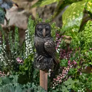 Jardinopia - Antique Bronze Barn Owl, Stake Topper, Polyresin