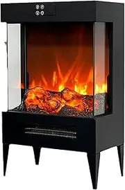 Generic Electric Fireplace Heater, 1500W Wall Mountable & Freestanding with 3-Sided Realistic Flame, 3D Flame Effect, Safety Features, 161 sq ft Heating Coverage
