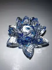 Crystal Lotus Candlestick Statue Town Paper Home Feng Shui Blue Large