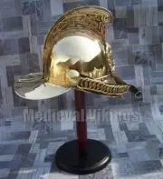 Collectible Brass British Chief Fighter Fireman Helmet With Wooden Stand Gift