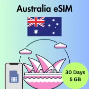 Australia Prepaid Travel eSIM Card 5GB Data 5G & 4G Lte 30 Days