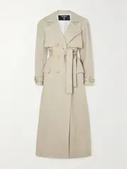 [Balmain] Balmain - Belted Double-breasted Linen-blend Trench Coat - Beige - FR 36 FR 36 Neutrals