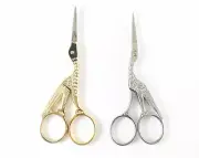 2-Pack 3.5" Stork Embroidery Scissors Cross Stitch Sewing Scissors Gold & Silver