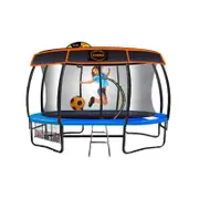 Trampoline 16 Ft Kahuna With Basketball Set And Roof Cover - Blue