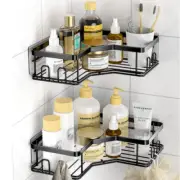 2 Pack Shower Caddy Corner Shelf Organizer w/ Adhesive Hooks Black Bathroom