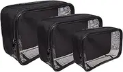 SHANY Assorted Size Cosmetics Travel Bag - Black Mesh Make Up Bag/Organizer - 3PC Set