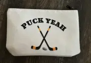 JXGZSO Ice Hockey Makeup Bag PUCK YEAH Toiletry Bag With Zipper Hockey Player...