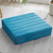 JKMAX 22 inches Floor Pillow for Adults - Large Meditation Cushion with Thick Foam & Soft Tufted Cover - Premium Outdoor Square Floor Cushion Seat - Yoga Pillow for Sitting On Floor - Peacock Blue