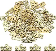 uxcell Metal Year Number Charm, Old Gold 2026 Year Charm Graduation Tassel for DIY Jewelry Making, Necklace Bracelets, Keychain, Pack of 50