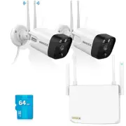 (4-Antennas Enchance) 2-Way Audio Outdoor Wireless Security Camera System WiF...