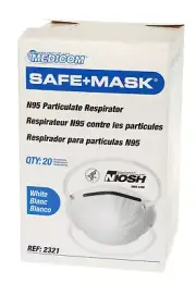20 pack Medicom Safe+ N95 Disposable Face mask Mouth Cover N95 NIOSH Approved